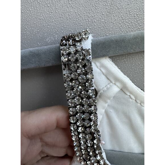 Mac Duggal Beaded Halter Neck Column Sheath Gown Sleeveless White Bridal Sz 14 - Picture 14 of 16